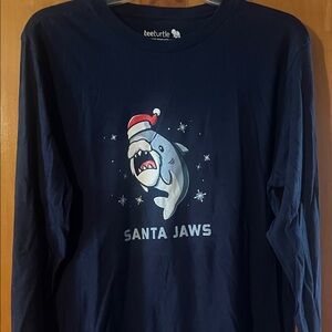 TeeTurtle Navy Santa Jaws Long Sleeve Tee